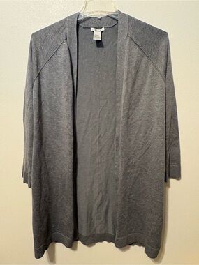 Isela Open-Front Long Gray Cardigan